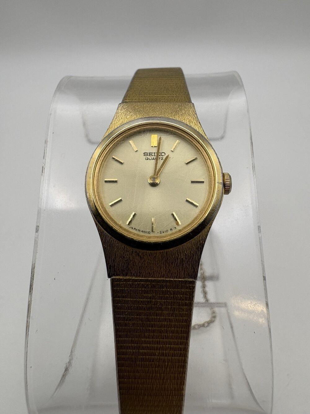 Vintage Seiko Quartz Women's Watch Gold Tone 4N00-0660 Integrated Band Untested